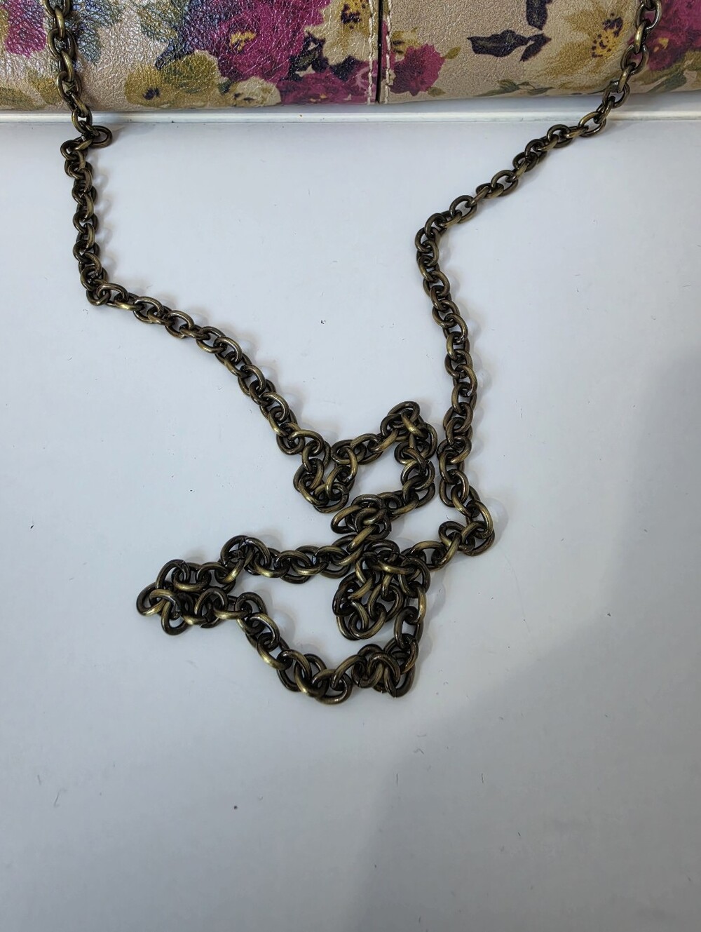 Patricia Nash Vintage-Inspired Floral Leather Clutch with Detachable Brass Chain - Picture 14 of 16